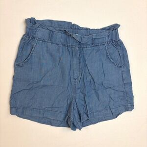 Thread & Supply Women Medium Blue Lyocell Paperbag Waist Shorts Feminine Boho